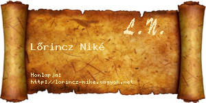 Lőrincz Niké névjegykártya